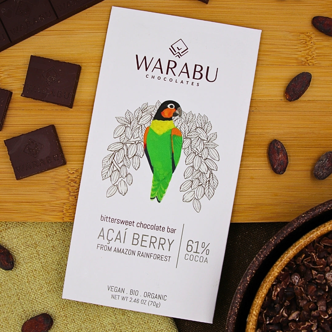 Semi-Sweet Cocoa Freeze-Dried Acai -  61% Organic Chocolate, Urucará Community, Amazon