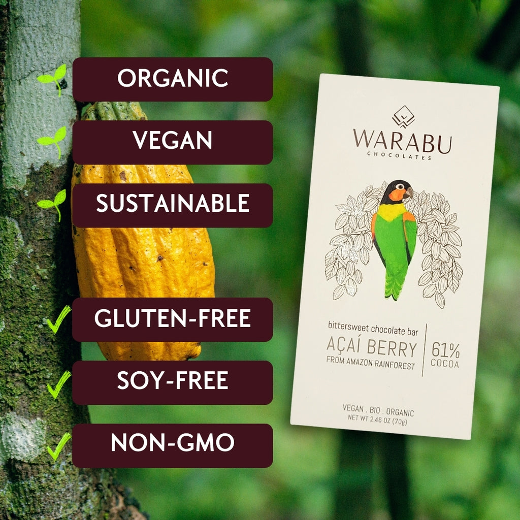 Semi-Sweet Cocoa Freeze-Dried Acai -  61% Organic Chocolate, Urucará Community, Amazon