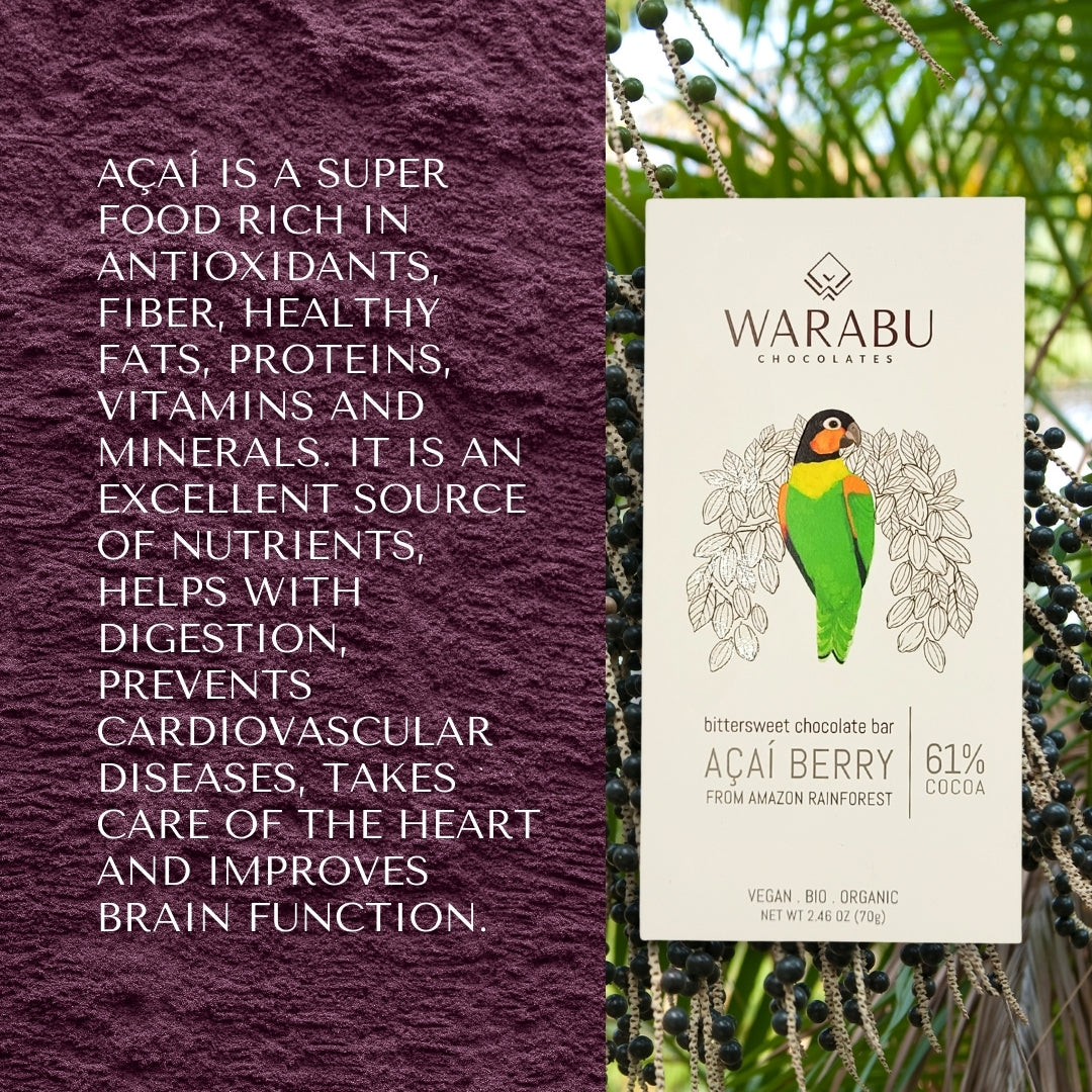 Semi-Sweet Cocoa Freeze-Dried Acai -  61% Organic Chocolate, Urucará Community, Amazon