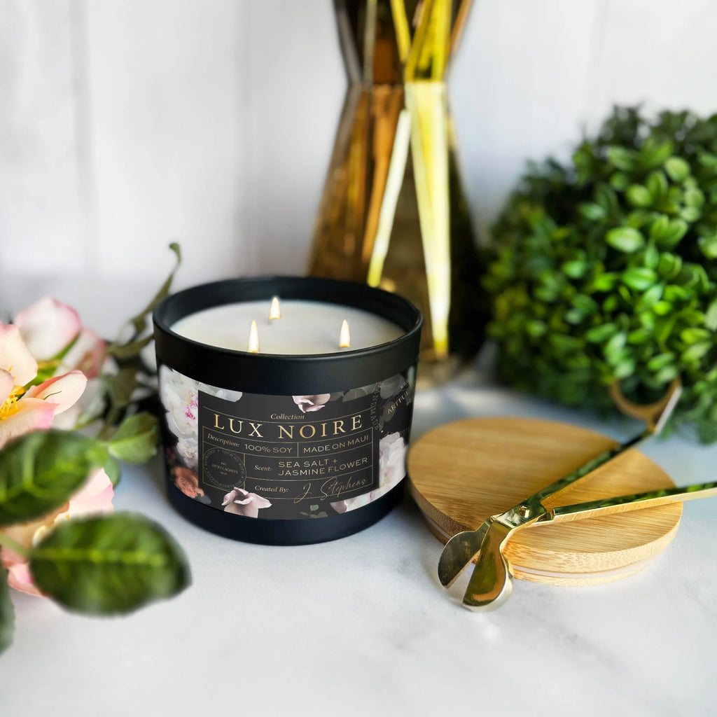 Lux Noire - Sea Salt + Jasmine Flower (3-Wick, 100+ hrs)