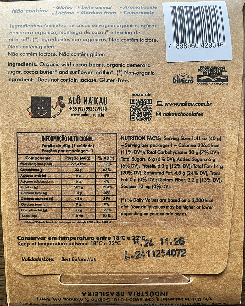 72% Organic cacao