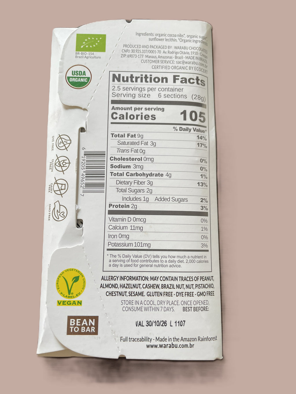 82% Organic Dark Chocolate from Vitória do Xingu – Pará