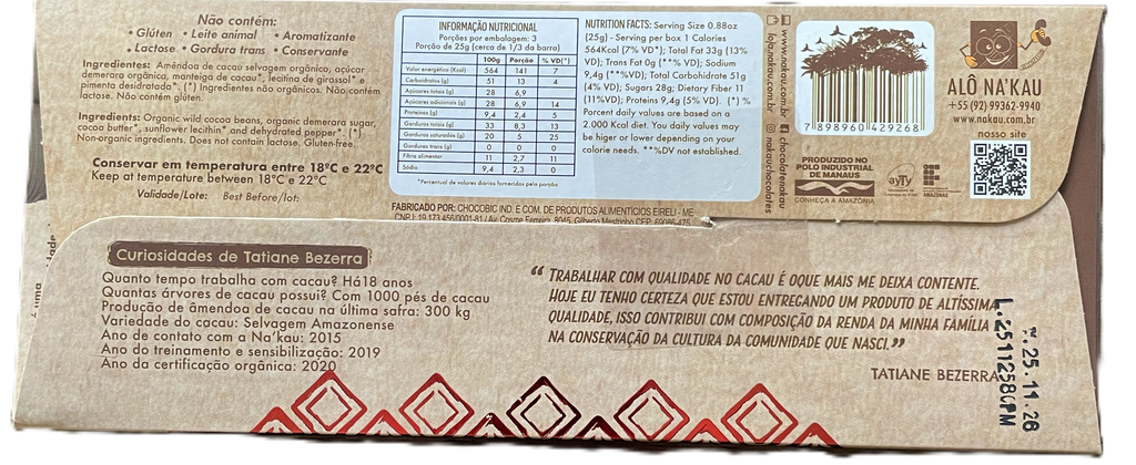 72% Organic cacao with Baniwa Pepper