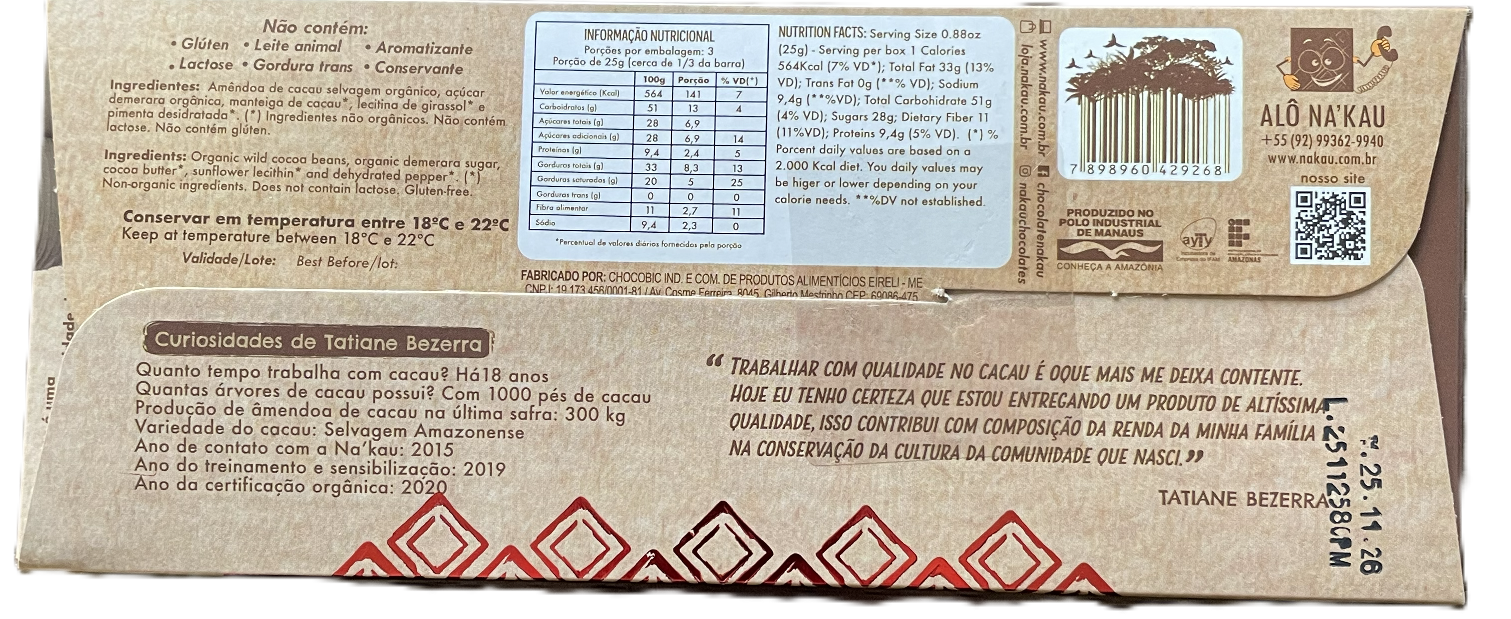 72% Organic cacao with Baniwa Pepper