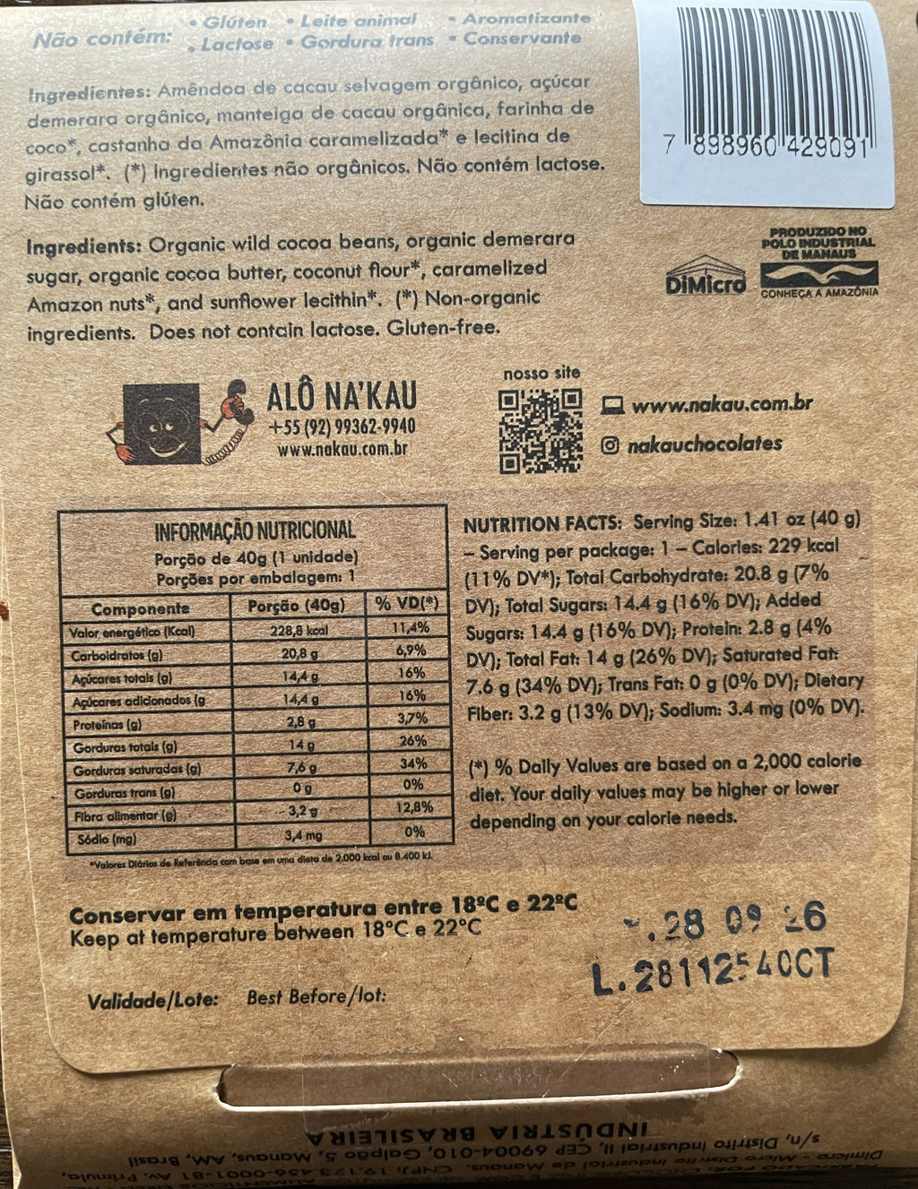 63% Organic Cacao with Amazonian Caramelized Brazil Nuts
