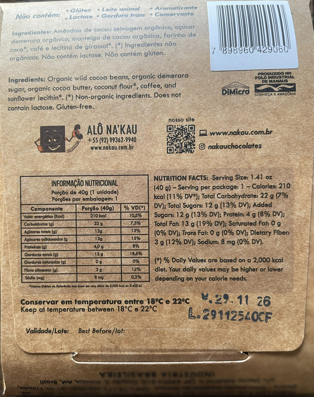 63% Organic cacao with Apuí Coffee