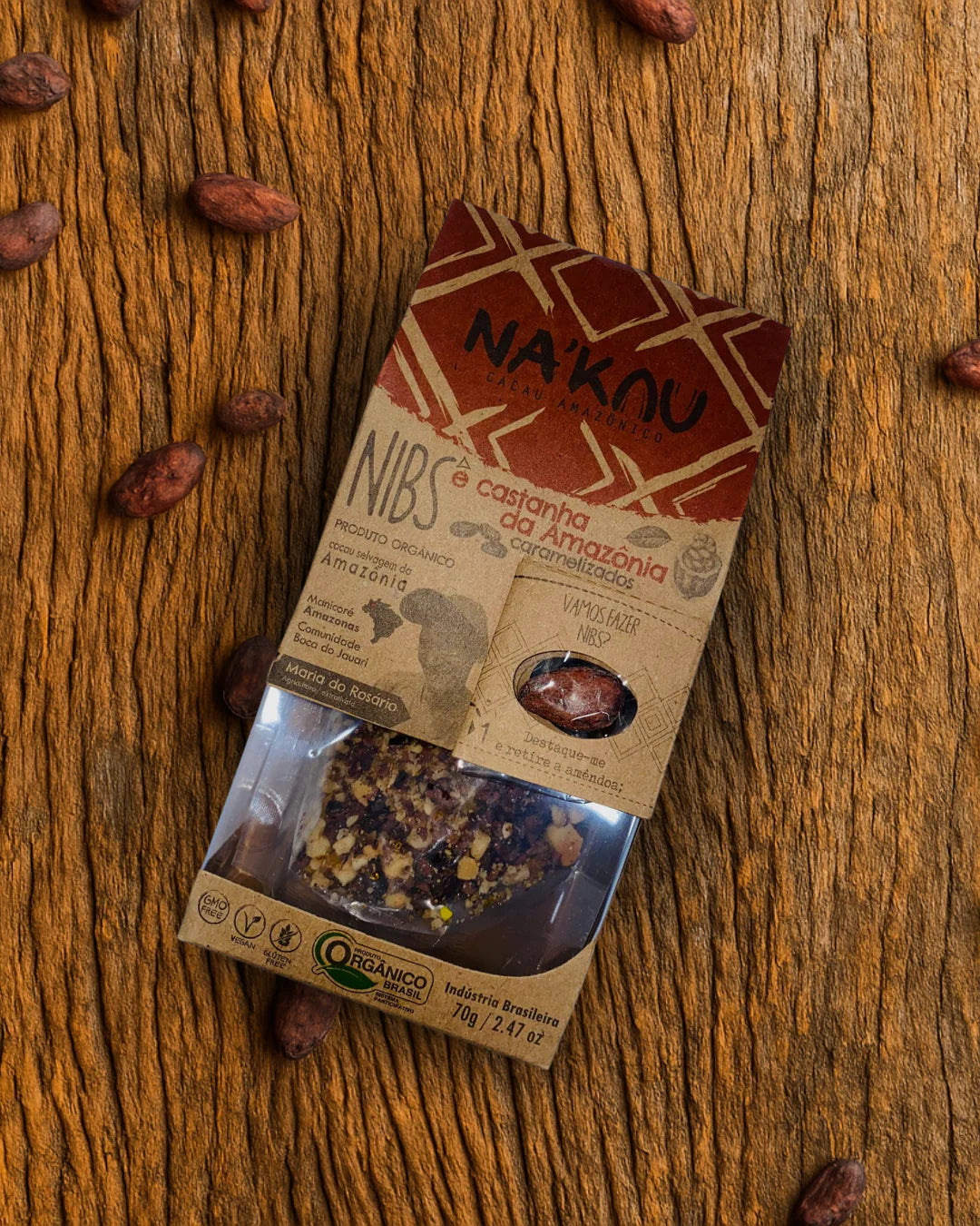 Cacao Nibs with caramelized Brazil Nuts