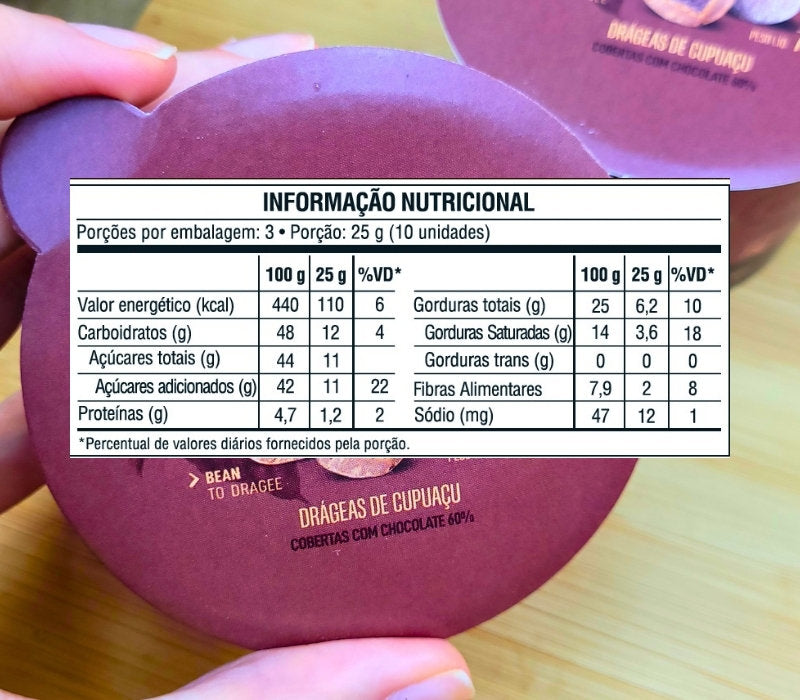 Cupuaçu Dragees Covered in 60% Cocoa Chocolate (75g)