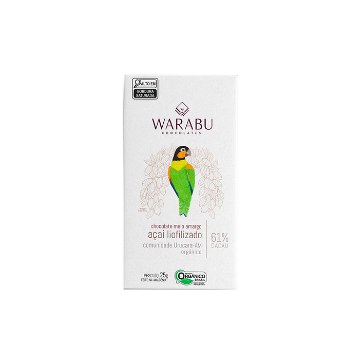 Semi-Sweet Cocoa Freeze-Dried Acai -  61% Organic Chocolate, Urucará Community, Amazon
