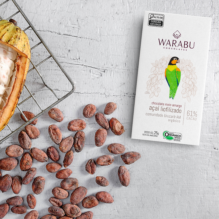 Semi-Sweet Cocoa Freeze-Dried Acai -  61% Organic Chocolate, Urucará Community, Amazon